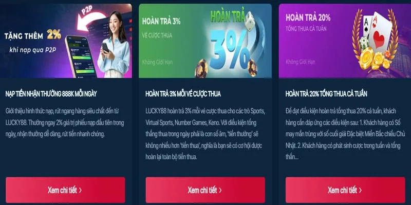 Thưởng nạp lại hàng ngày/tuần lucky8 chính thức
